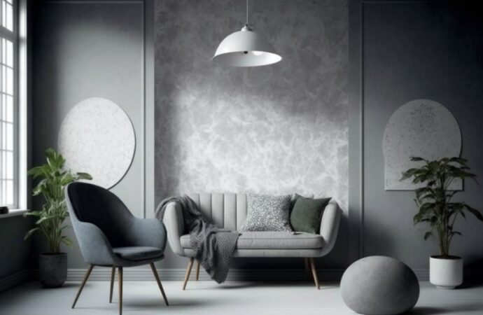 Inspirujące pomysły na nowoczesny salon z szarymi ścianami – zobacz zdjęcia trendy aranżacji wnętrz.